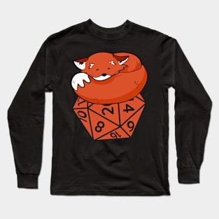 Fox Sleeping on D20 Long Sleeve T-Shirt